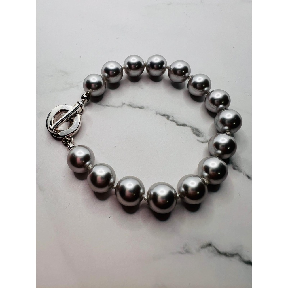 Vintage Carolee Grey Faux Pearl Toggle Bracelet
